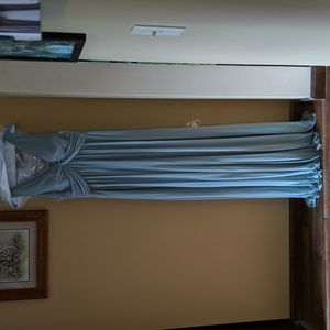 Sage green birdie grey bridesmaid dress